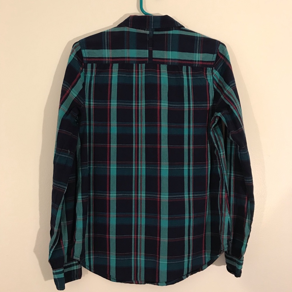 Roxy Plaid Stripe Button Down Shirt - image 2